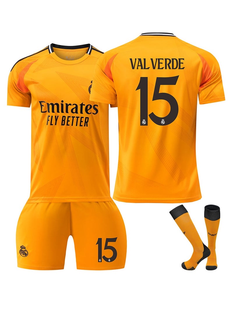 Real Madrid 24-25 Away Football Kits VALVERDE #15 Fans Football Jersey/Shorts Socks Gift Set Youth Sizes and Adult - Image 1