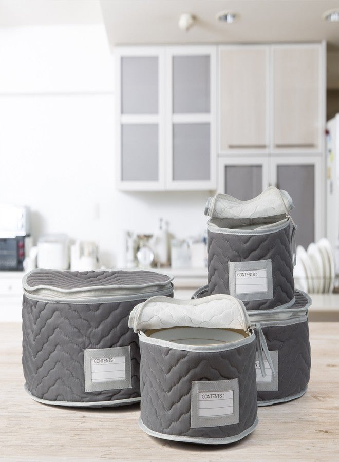 Richards Homewares China Storage Chest, for Starter 4-Piece Set, Quilted Micro Fiber-Gray - Image 2
