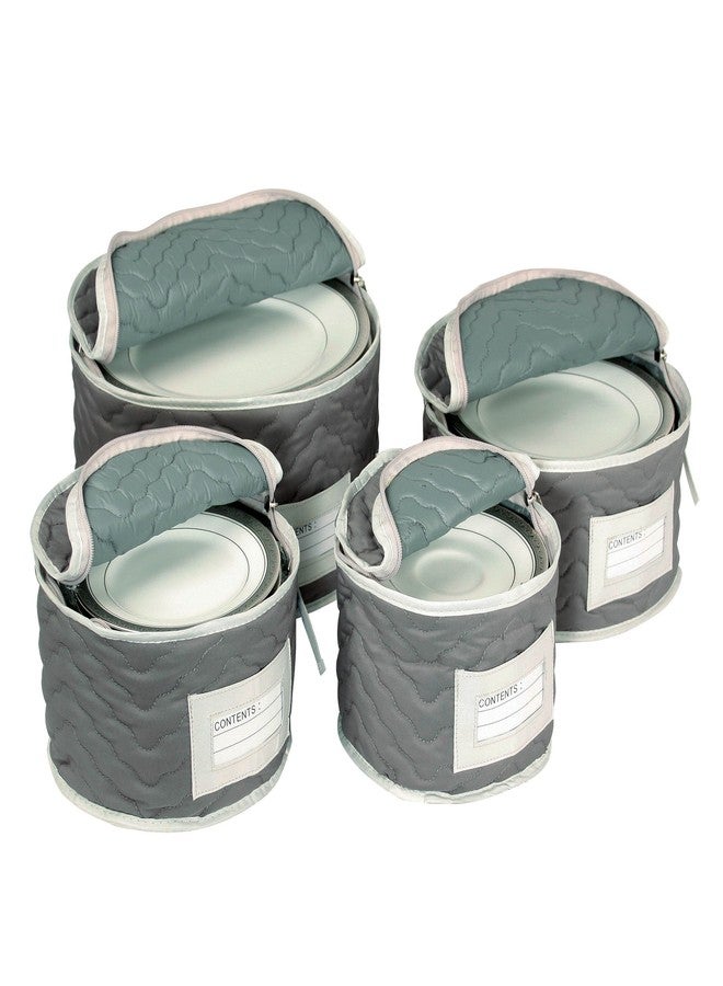 Richards Homewares China Storage Chest, for Starter 4-Piece Set, Quilted Micro Fiber-Gray - Image 1