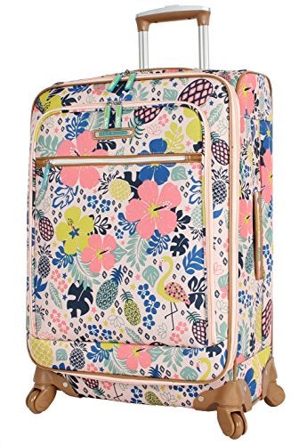 Lily Bloom Luggage 24" Expandable Design Pattern Suitcase With Spinner Wheels For Woman (24in, Trop Pineapple) - Image 1