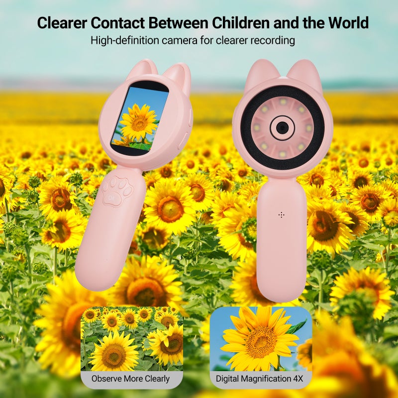 2-inch IPS Screen Children's Electronic Magnifying Glass Digital Magnifier with 8 LED Lights 4X Handheld Magnifiers Exploration Tool for Reading Coins Stamps Map - Image 5