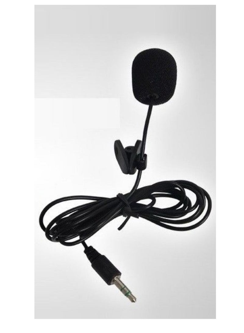 Terabyte External Clip-on Lapel Lavalier Microphone 3.5mm Jack for Phone Handsfree Wired Condenser Mic for Teaching Speeching Black - Image 1
