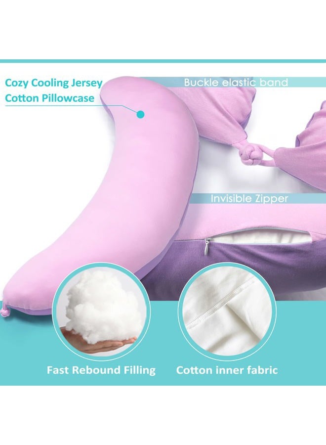 BYRIVER 43" Pink Purple Cute Body Pillow for Side Sleeping Women Girl, C Shaped Pregnancy Pillow for Neck Shoulder Hip Pain Relief, Pillow Between Knee Leg, Gifts for Mom (Zi-XL) - Image 3