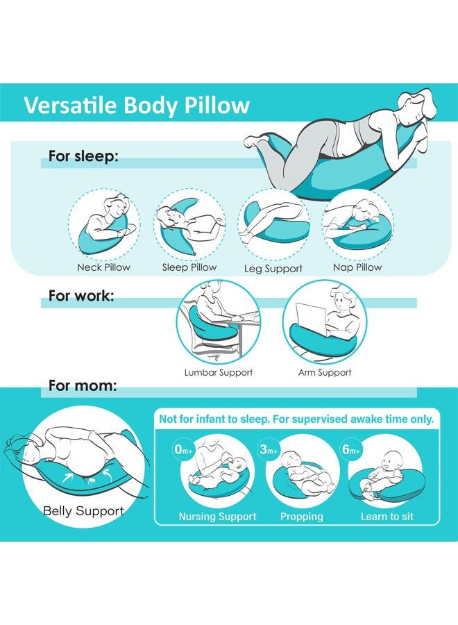 BYRIVER 43" Pink Purple Cute Body Pillow for Side Sleeping Women Girl, C Shaped Pregnancy Pillow for Neck Shoulder Hip Pain Relief, Pillow Between Knee Leg, Gifts for Mom (Zi-XL) - Image 2