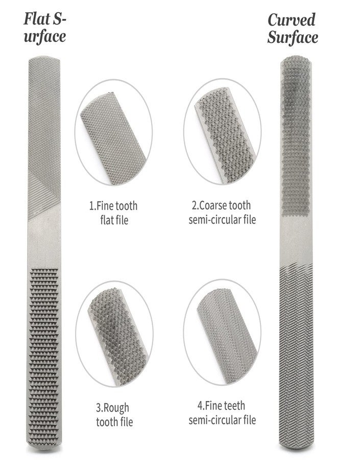 Jubobu Wood Rasp,4 Way Hand File and Round Rasp,Half Round Flat & Needle Files Wood Rasp,Durable Carbon Steel Files,Perfect for Sharping Wood and Soft Metal Tools(Pack of 1) - Image 3