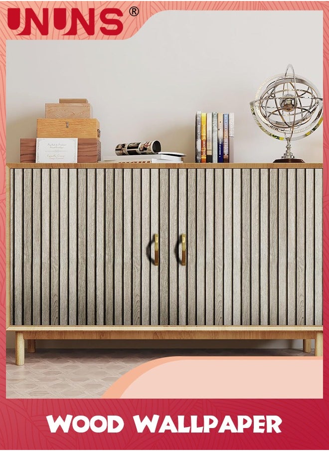 UNUNS 3D Wood Slat Wall Wallpaper,Modern Accent Wall Panels for Interior Wall Decor,Self Stick Removable Wallpaper Vertical Wood Slats for Wall Contact Paper,44.5CMx5M,Beige  - Image 4