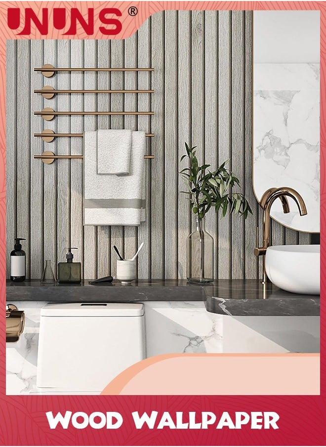 UNUNS 3D Wood Slat Wall Wallpaper,Modern Accent Wall Panels for Interior Wall Decor,Self Stick Removable Wallpaper Vertical Wood Slats for Wall Contact Paper,44.5CMx5M,Beige  - Image 3