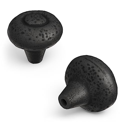Hickory Hardware 1 Pack Solid Core Kitchen Cabinet Knobs, Luxury Cabinet and Dresser Knobs, Handle Pulls for Doors & Drawers, 1-1/2 Inch, Black Iron, Refined Rustic Collection - Image 1