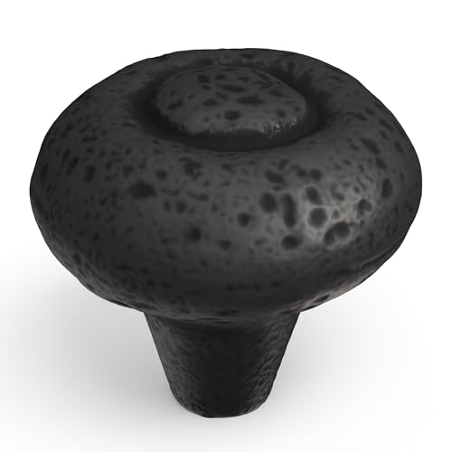 Hickory Hardware 1 Pack Solid Core Kitchen Cabinet Knobs, Luxury Cabinet and Dresser Knobs, Handle Pulls for Doors & Drawers, 1-1/2 Inch, Black Iron, Refined Rustic Collection - Image 2