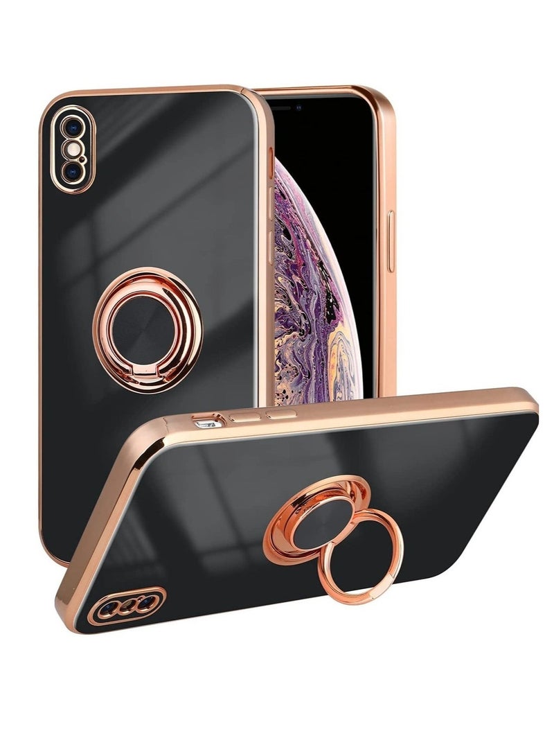 ELTRAZONE ELTRAZONE for iPhone Xs MAX Case, Slim Fit Protective Phone Case Cover with Ring Holder Kickstand Magnetic Car Mount Feature for iPhone Xs MAX 6.5 in - Blac