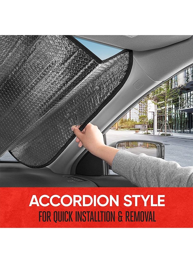 Sun Shade Easy to Us  Keeps Vehicle Cool-UV Ray Protector  Car Sunshade Windshield-Jumbo Standard Sun Shade Black - Image 4