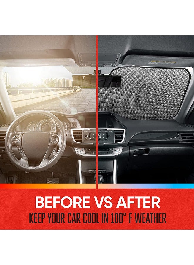 Sun Shade Easy to Us  Keeps Vehicle Cool-UV Ray Protector  Car Sunshade Windshield-Jumbo Standard Sun Shade Black - Image 3