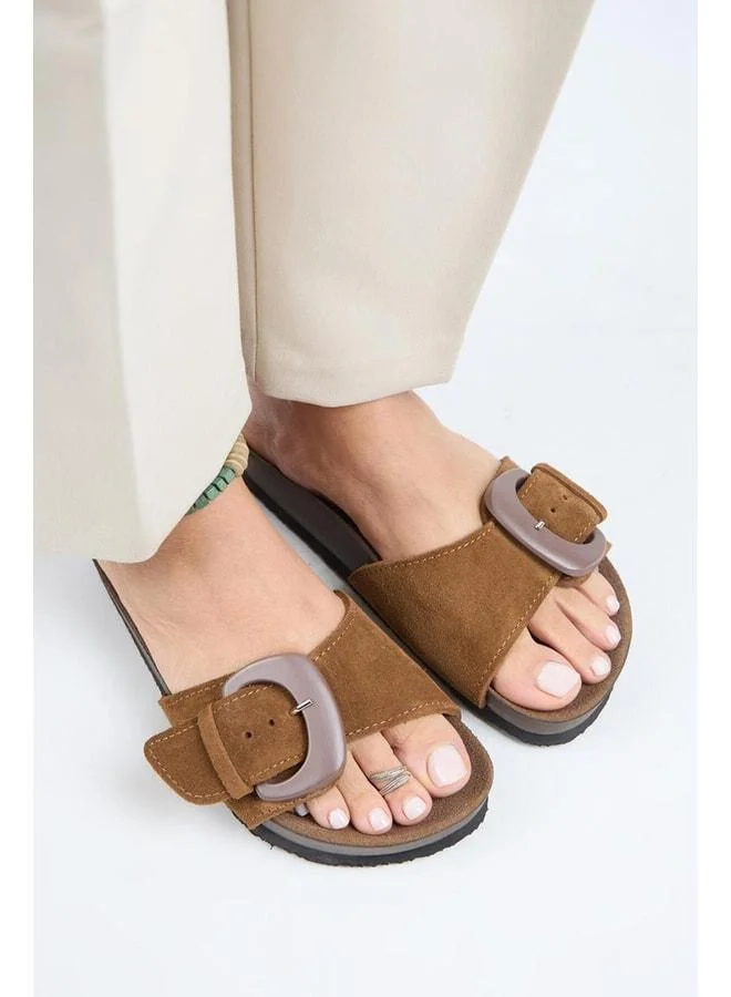 (Alandra 2) Women's Genuine Leather Single-Strap Taba Sandal.
