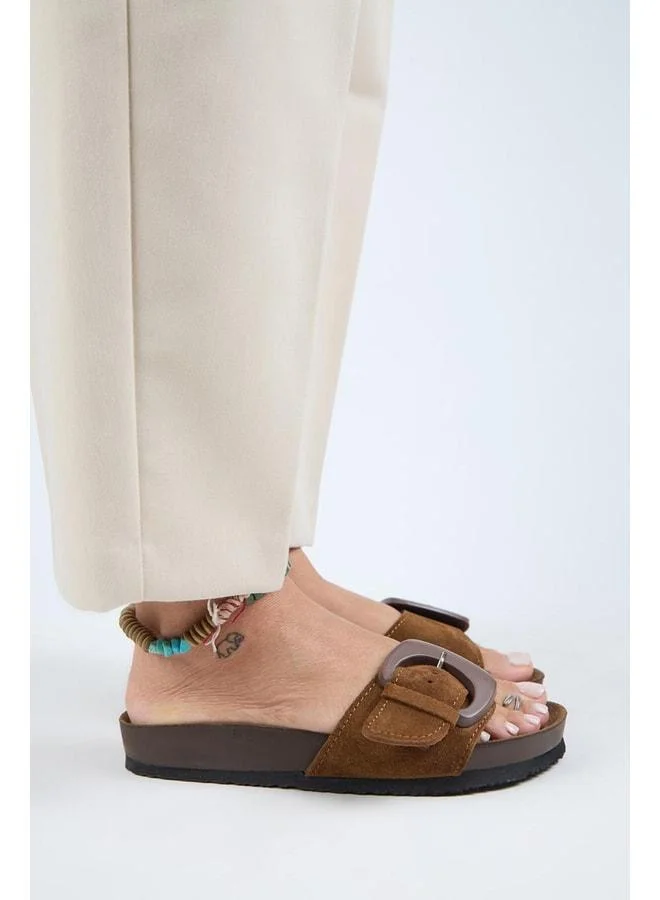 Manijero  (Alandra 2) Women's Genuine Leather Single-Strap Taba Sandal. for Women | Best Price UAE