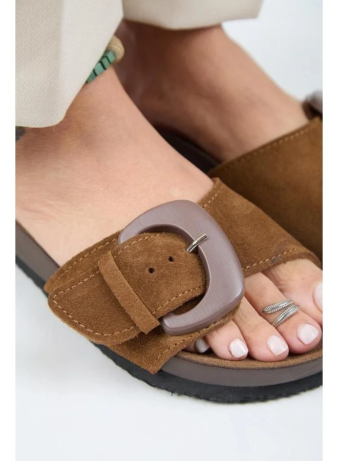Manijero  (Alandra 2) Women's Genuine Leather Single-Strap Taba Sandal. for Women | Best Price UAE