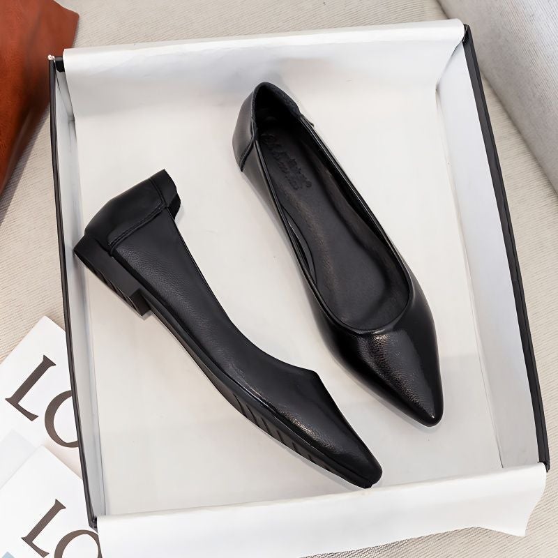 Soft Bottom Soft Leather Flat Work Shoes Women'S Black Pointed Job Interview Tooling Comfortable Work Shoes - Image 2
