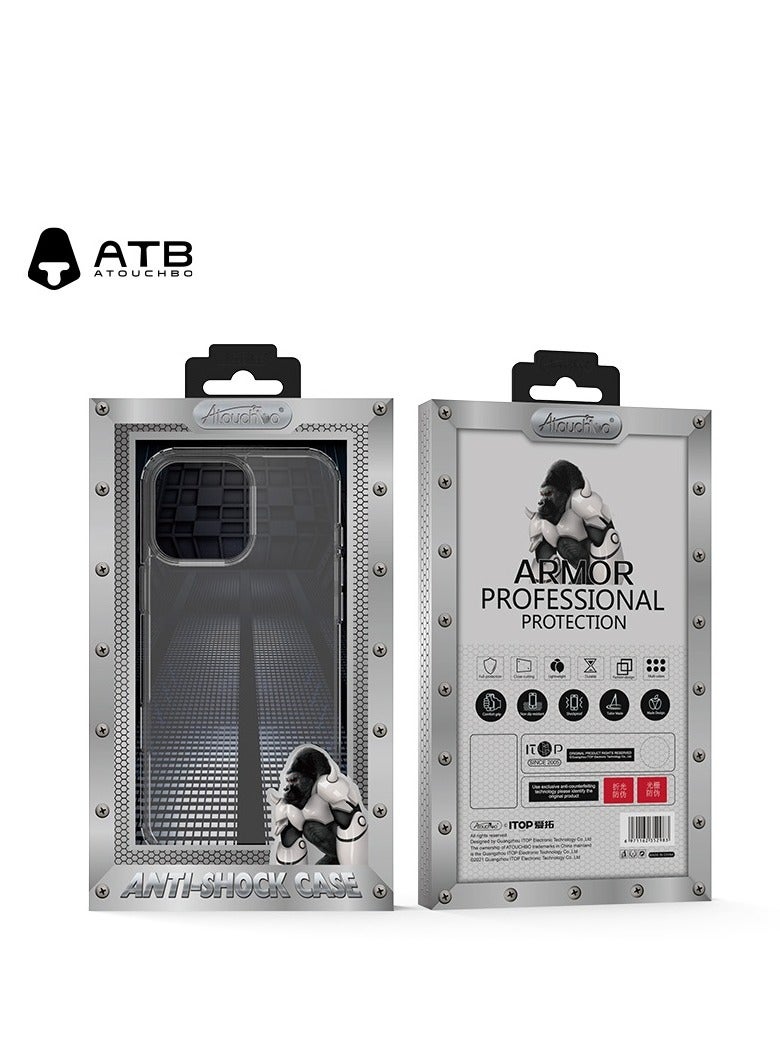 Atouchbo iPhone 16 pro max Clear shockproof case that protects while keeping the original phone look Lightweight cover with anti-yellowing protection. This clear protective case combines TPU flexibility and PC durability to shield your phone from drops, impacts, and scratches. Equipped with anti-yellowing coating to stay transparent for longer. Slim design keeps the phone elegant and comfortable to hold. - Image 1