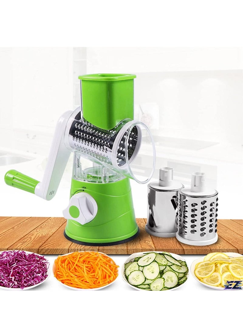 ELTRAZONE Rotary Cheese Grater with Handle – Manual Shredder with 3 Interchangeable Blades, Strong Suction Base, and Vegetable Slicer for Cheese, Fruits, Nuts, and Chocolate  - Image 1
