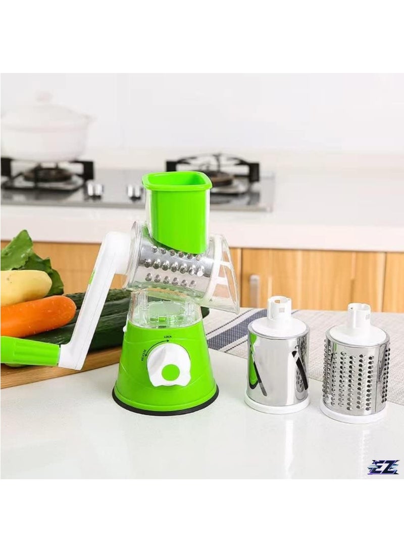 ELTRAZONE Rotary Cheese Grater with Handle – Manual Shredder with 3 Interchangeable Blades, Strong Suction Base, and Vegetable Slicer for Cheese, Fruits, Nuts, and Chocolate  - Image 2