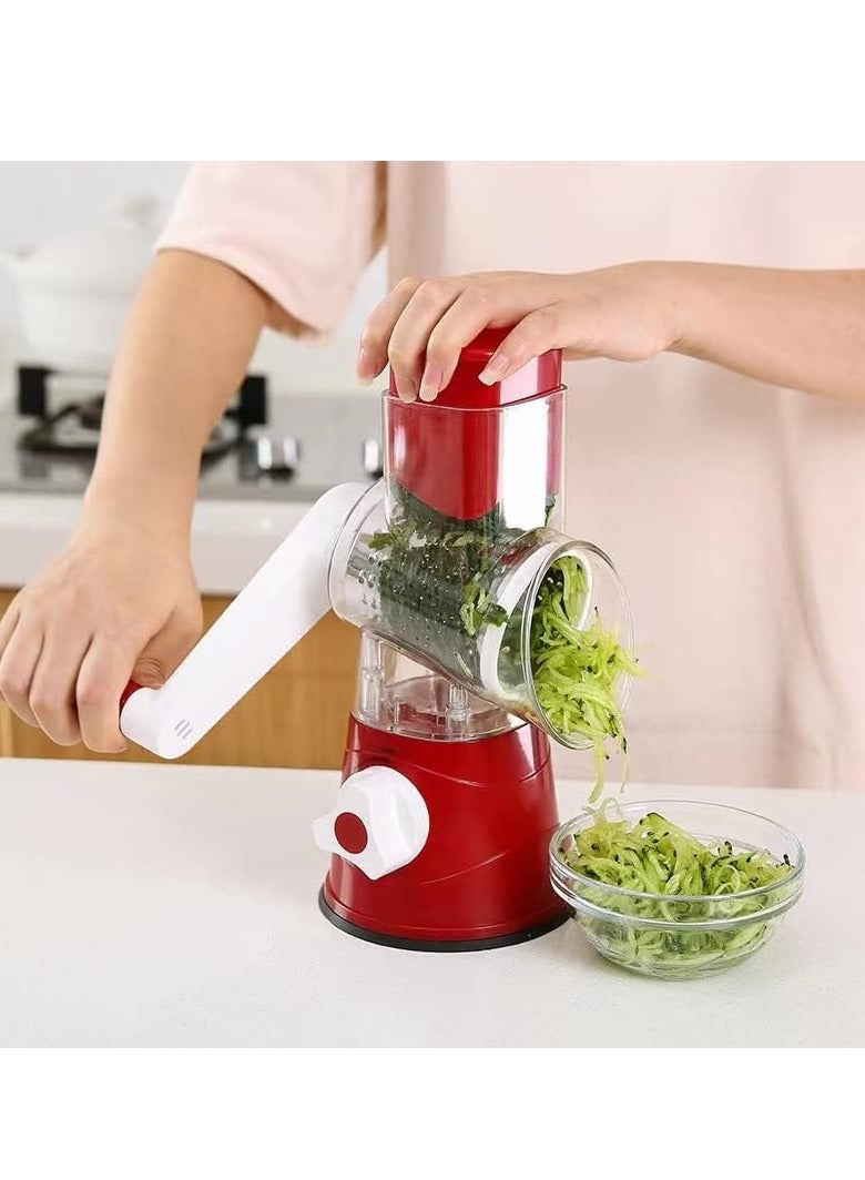 ELTRAZONE Rotary Cheese Grater with Handle – Manual Shredder with 3 Interchangeable Blades, Strong Suction Base, and Vegetable Slicer for Cheese, Fruits, Nuts, and Chocolate  - Image 5