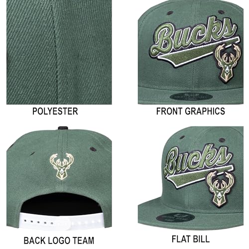 Ultra Game NBA Official Men’s Snap Back 3D Embroidered Team Logo Baseball Cap Hat - Unisex, Milwaukee Bucks, Team Color, 1SIZE - Image 5