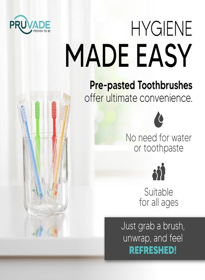 Pruvade 100 Pack Disposable Toothbrushes with Toothpaste, Built in - Prepasted Toothbrushes Individually Wrapped |Single Use Waterless Tooth Brush with Soft Bristles for Hotel, Camping, Travel - Image 4