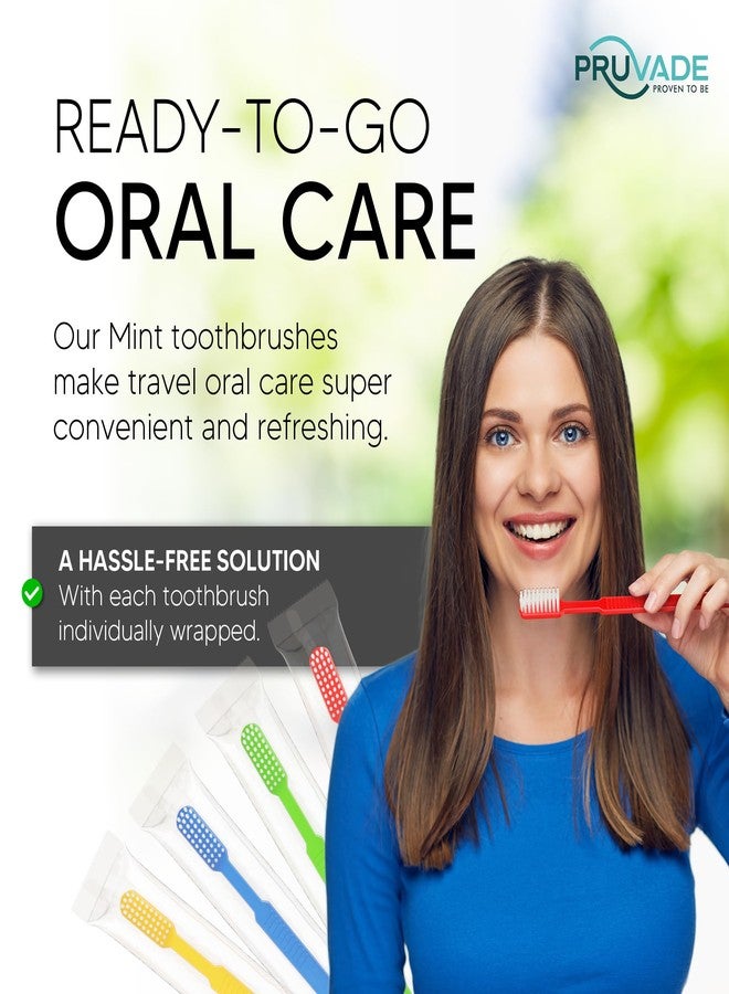 Pruvade 100 Pack Disposable Toothbrushes with Toothpaste, Built in - Prepasted Toothbrushes Individually Wrapped |Single Use Waterless Tooth Brush with Soft Bristles for Hotel, Camping, Travel - Image 2