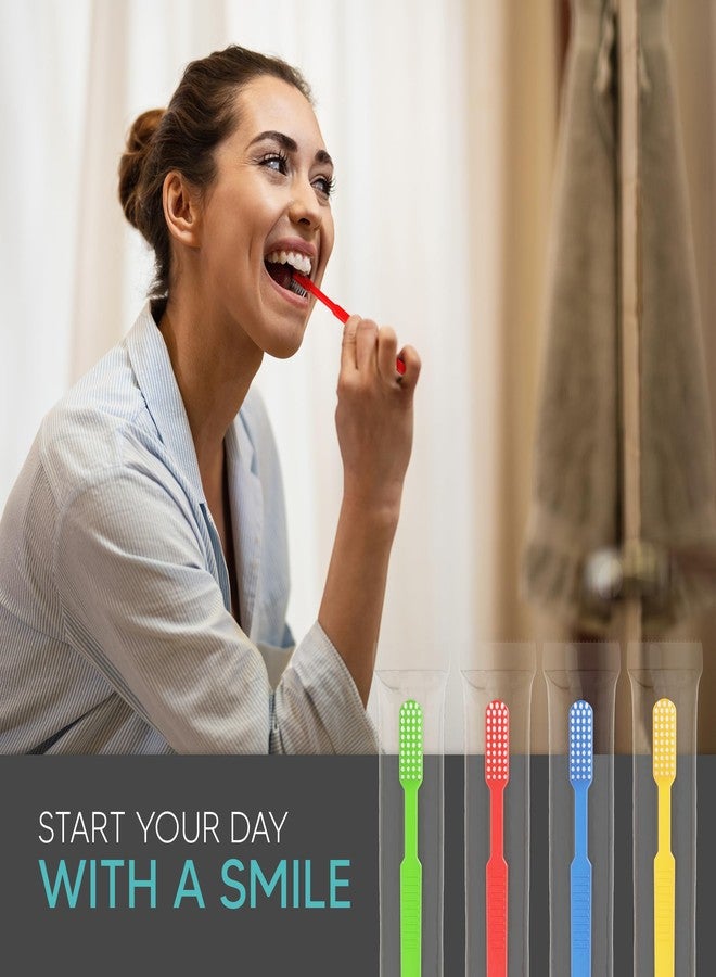 Pruvade 100 Pack Disposable Toothbrushes with Toothpaste, Built in - Prepasted Toothbrushes Individually Wrapped |Single Use Waterless Tooth Brush with Soft Bristles for Hotel, Camping, Travel - Image 3