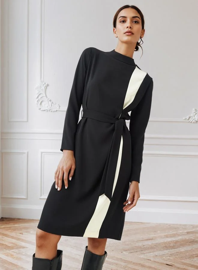 Splash FAV Colourblock Midi Dress with Slit Detail
