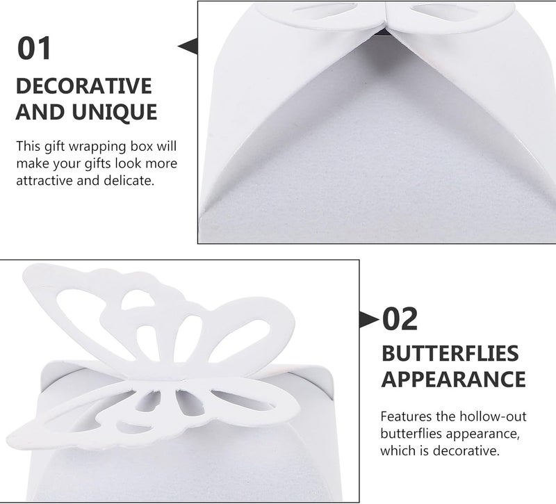 Cabilock 50pcs Hollow-out Butterfly Small Folding Wedding Candy Boxes Pearl Paper Favor Containers for Party Wrapping and Wedding Decorations - Image 3