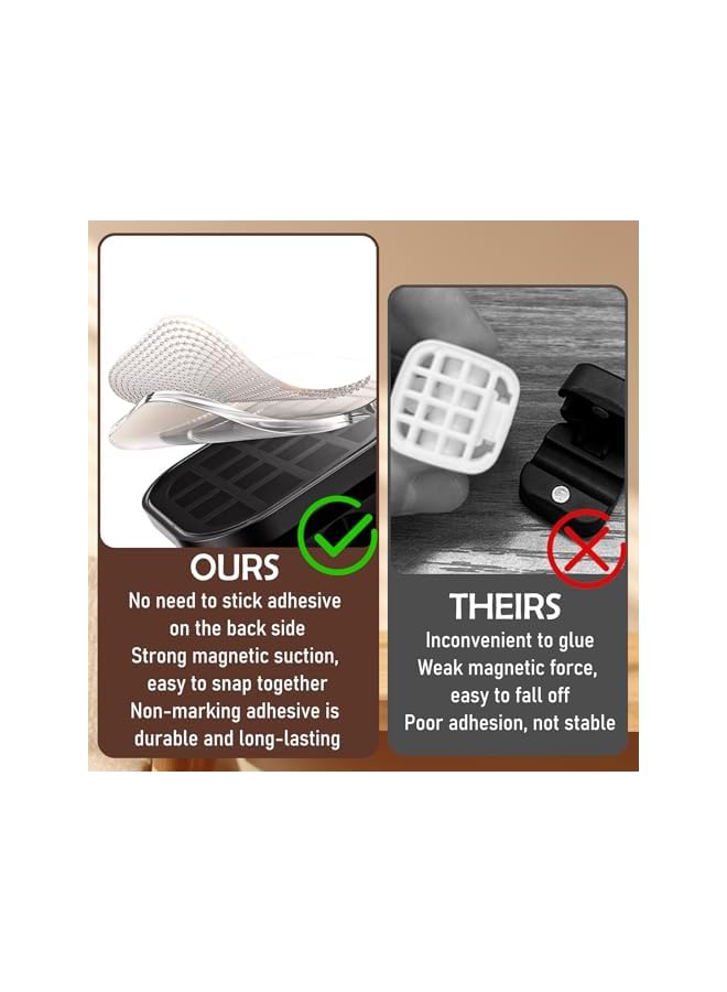 Green Tiger 4 Pack Magnetic Cable Clips, Nightstand Cell Phone Cable Clip, Self-adhesive Cable Organizer, for Home, Desk, Cell Phone Charging Cable, Car Charging Cable Organization Use (Black & White) - Image 5