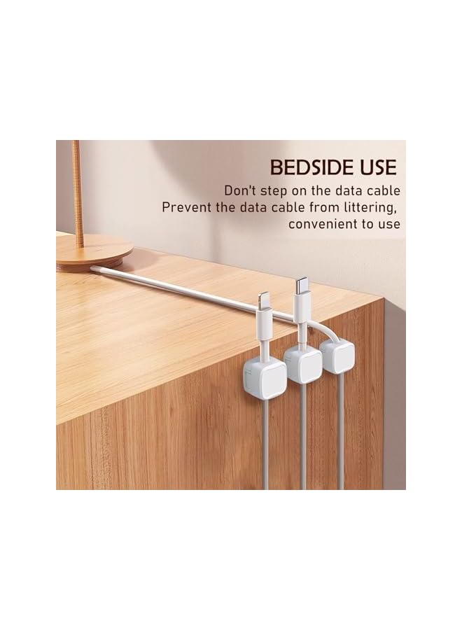 Green Tiger 4 Pack Magnetic Cable Clips, Nightstand Cell Phone Cable Clip, Self-adhesive Cable Organizer, for Home, Desk, Cell Phone Charging Cable, Car Charging Cable Organization Use (Black & White) - Image 3