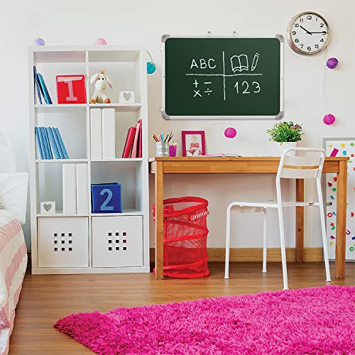 Eduway 1.5x2 Feet Non-Magnetic Double-Sided Whiteboard and Chalkboard | Ideal Use for Home, Office, Kids with Sliding Hanging Clips, Robust Aluminum Frame and Smooth Melamine Surface (41x59 - Cms) - Image 2