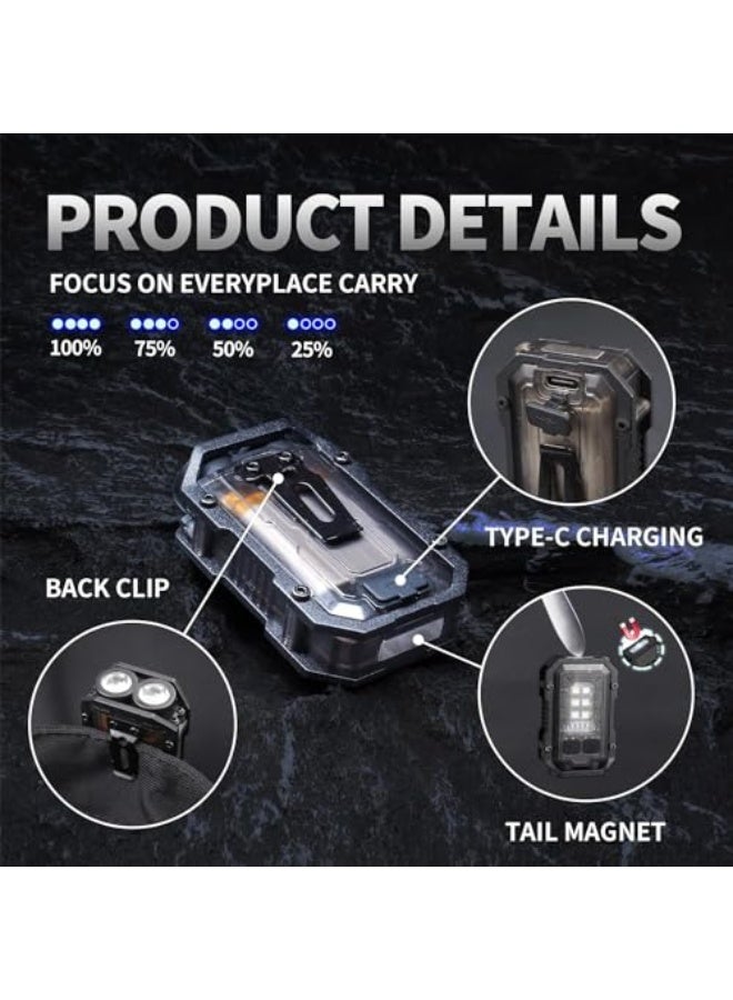 Mini Keychain EDC Flashlight Rechargeable, 1000 High Lumens Super Bright Flash Lights Small Portable Tactical Pocket Torch with Magnet & Clip, 8 Modes,USB C Ipx65 Waterproof - Image 5