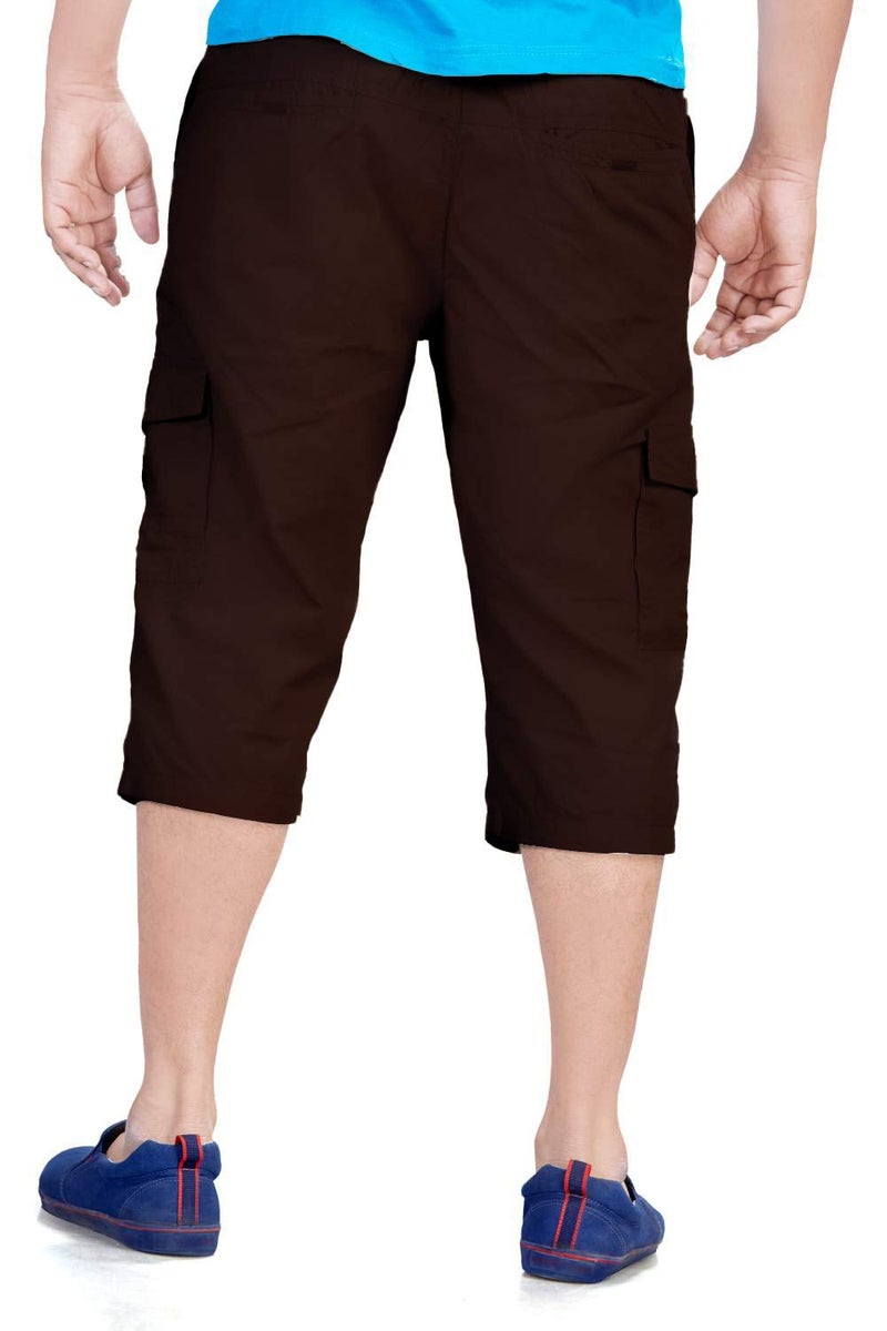 0-DEGREE Men's Regular Fit Three Quarter Shorts Brown 36 Inch Waist - Image 2