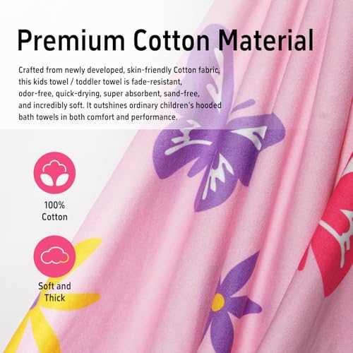 sdhinlwo Thickened Hooded Towels for Kids Suitable Girls Boys Kids Bath Towels, 30"x50" Super Absorbent, Flower Cute Cartoon Toddler Towels Multi-Purpose for Beach, Pool and Bathroom - Image 5