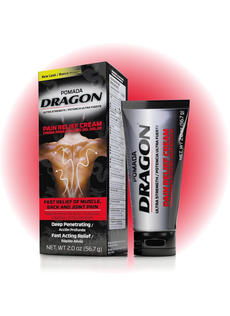 Dragon Pomada Dragon Ultra Strength Pain Relief Cream, Strength Muscle Rub for Joint, Shoulder, Knee Pain, Sore Muscle Relief, Topical Analgesic with Camphor & Menthol, 2 Oz 
