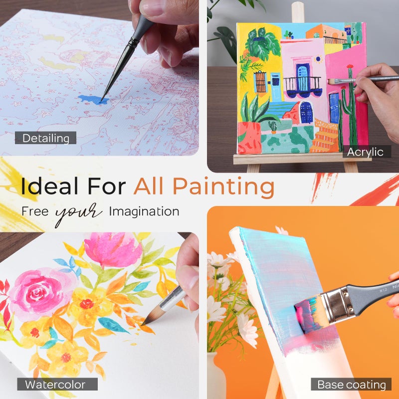 Nicpro 40 PCS Paint Brush Set, Professional Acrylic Paint Brushes with Palette Knife and Canvas Roll, Suitable for Acrylic Painting, Oil, Watercolor, Gouache, Art Supplies Painter Gifts for Artist - Image 5