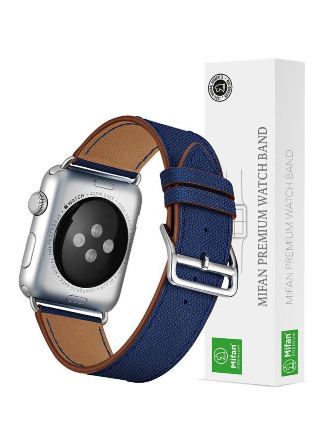NIBEMINENT Replacement Leather Band For Apple Watch Series 1/2/3/4 40/38mm Dark Blue - Image 1