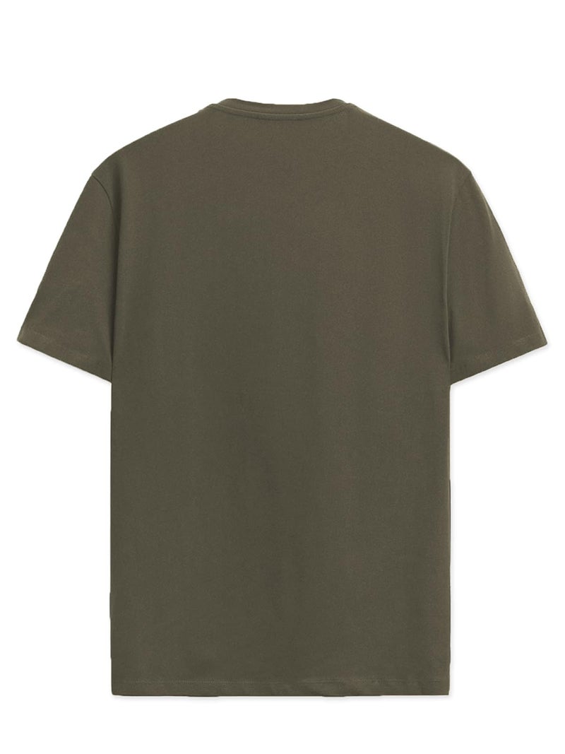 ADRO Men's Solid Regular Fit T-Shirt (RCM2-PLN-OL-BE_Olive,Beige - Image 5