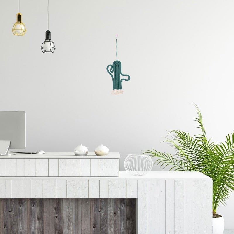 🏠 تعليقة جدارية صبار بتصميم شرابة خضراء 30x17 سم لتزيين المنزل - Image 5