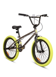 Spartan 20" ZEPHYR Freestyle BMX Grey Gloss - 360° rotatable handlebar, 2 Stunt Pegs, Adjustable Padded Seats, Wide Tyres, For kids age 7 to 10