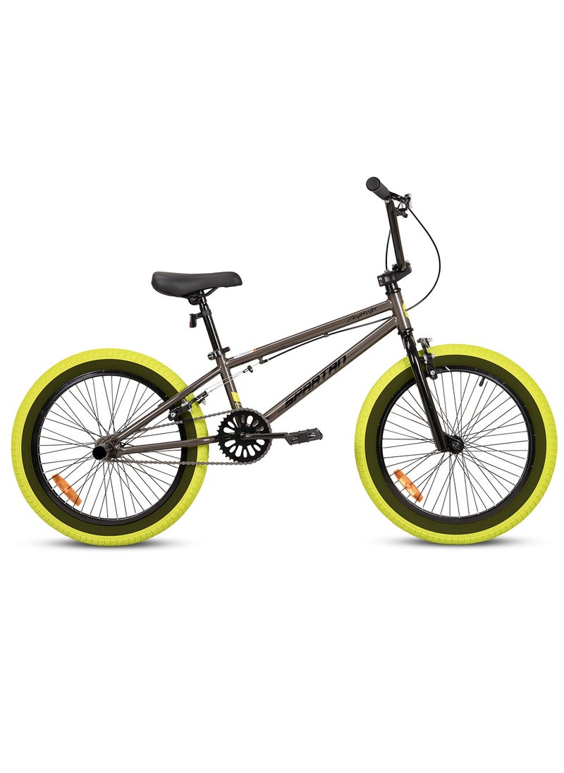 Spartan - Spartan 20" ZEPHYR Freestyle BMX Grey Gloss - 360° rotatable handlebar, 2 Stunt Pegs, Adjustable Padded Seats, Wide Tyres, For kids age 7 to 10 - Image 1