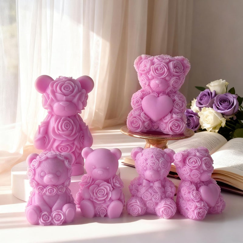 ESEENS Rose Bear Heart Cylinder Candle & Resin Mold - Resin Casting Silicone Molds for Home Decor & Candle Making Wave Spiral Mold - Image 3