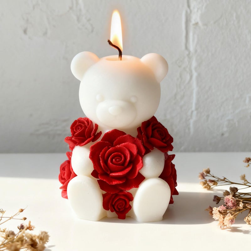 ESEENS Rose Bear Heart Cylinder Candle & Resin Mold - Resin Casting Silicone Molds for Home Decor & Candle Making Wave Spiral Mold - Image 1