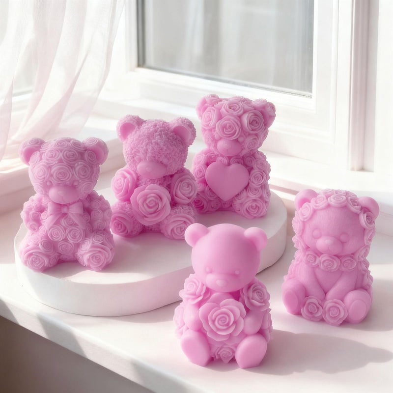 ESEENS Rose Bear Heart Cylinder Candle & Resin Mold - Resin Casting Silicone Molds for Home Decor & Candle Making Wave Spiral Mold - Image 4