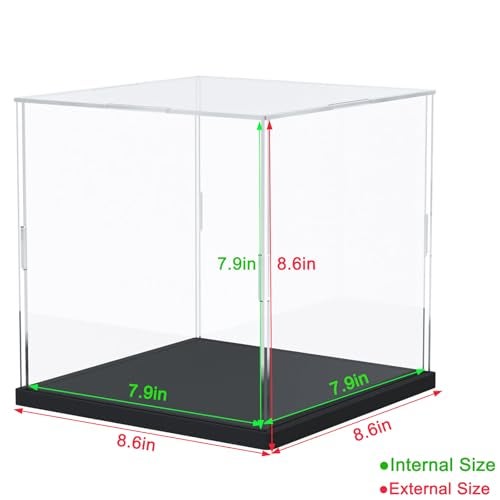 Elepure Thickened Clear Acrylic Display Case for Lego 75328 Helmet 10281 Collectibles, Transparent Cube Box Dustproof Protection Showcase with Wood-Plastic Base & String Light, Black Inside 7.9x7.9x7.9inch - Image 2