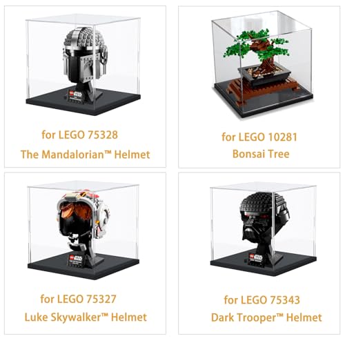 Elepure Thickened Clear Acrylic Display Case for Lego 75328 Helmet 10281 Collectibles, Transparent Cube Box Dustproof Protection Showcase with Wood-Plastic Base & String Light, Black Inside 7.9x7.9x7.9inch - Image 3