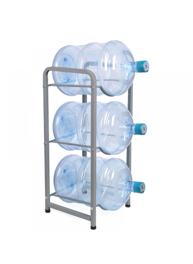 JIHAM 3 Tier Water Jug Rack, 3 Gallon Water Bottle Holder Heavy Duty Water Bottle Stand Storage For Kitchen Home And Office Easy To Assemble Water Bottle Rack Metal Hold 3 Bottle Stand  Anti-Slip Pad Water Bottle Storage Stand Grey - Image 1