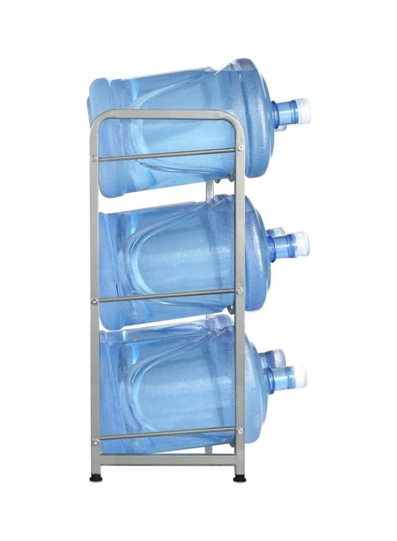 JIHAM 3 Tier Water Jug Rack, 3 Gallon Water Bottle Holder Heavy Duty Water Bottle Stand Storage For Kitchen Home And Office Easy To Assemble Water Bottle Rack Metal Hold 3 Bottle Stand  Anti-Slip Pad Water Bottle Storage Stand Grey - Image 5